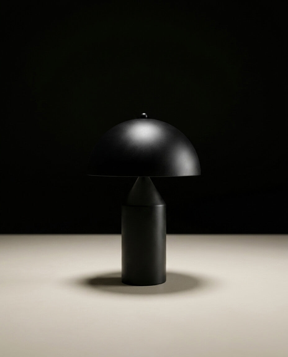 Mat Siyah Metal Mantar Masa Lambası - Minimalist Tasarım