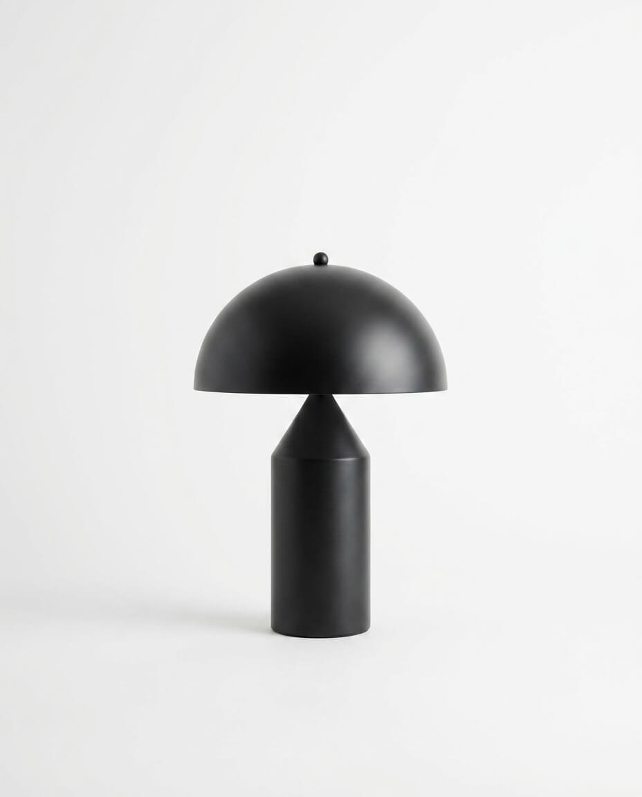 Mat Siyah Metal Mantar Masa Lambası - Minimalist Tasarım