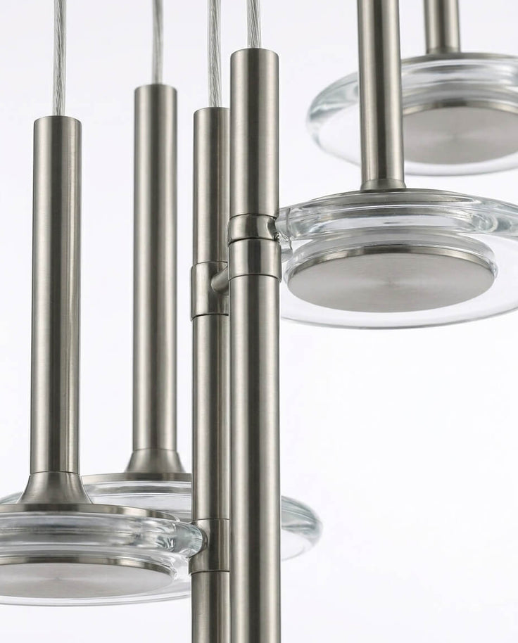 Spiral Kademeli Şeffaf Diskli Lüks Avize