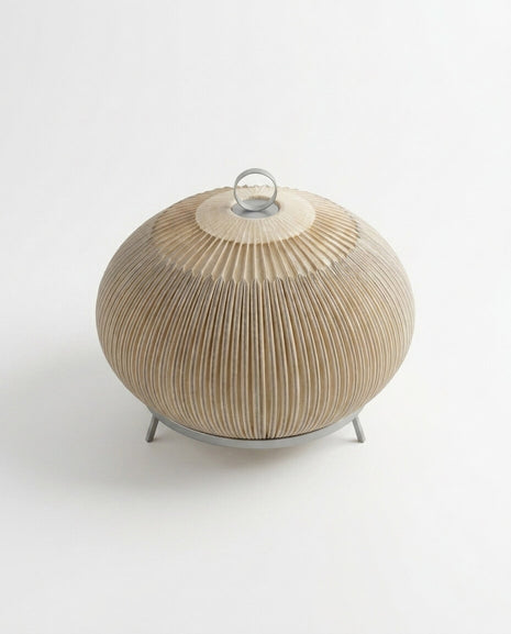 Mid-Century Modern Akordeon Dokulu Küresel Masa Lambası