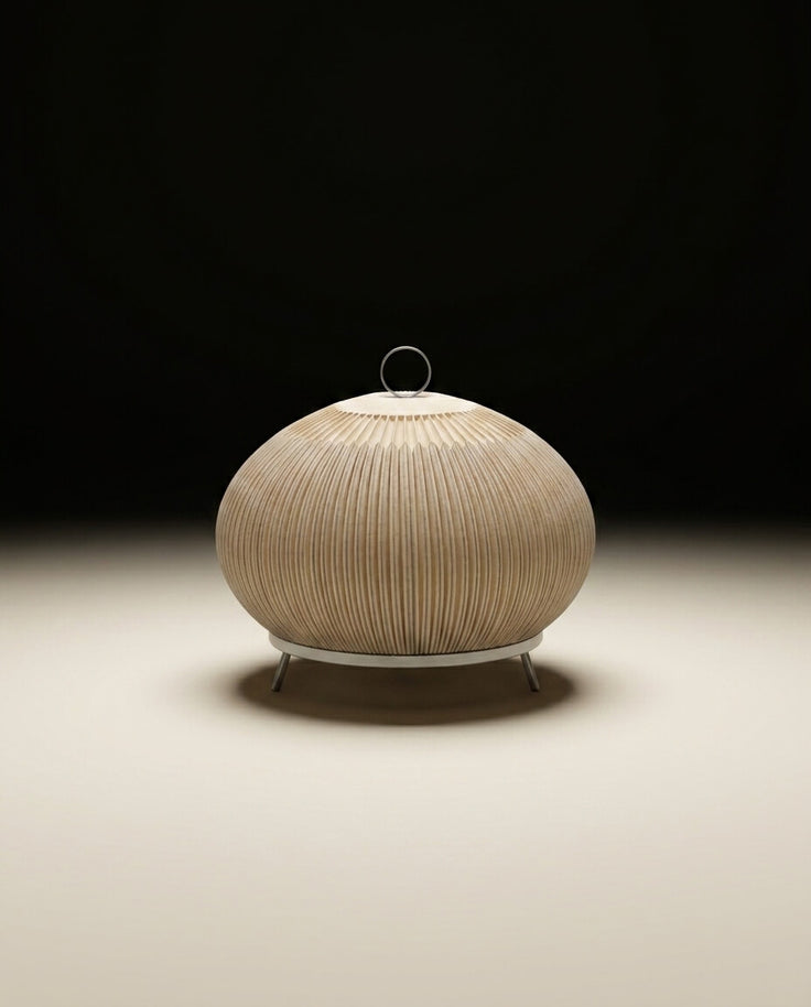 Mid-Century Modern Akordeon Dokulu Küresel Masa Lambası