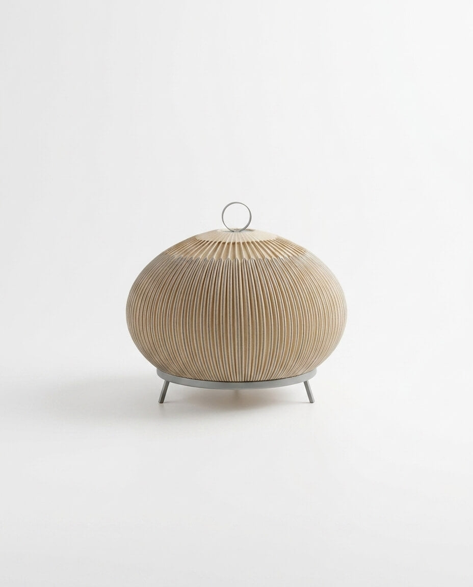 Mid-Century Modern Akordeon Dokulu Küresel Masa Lambası