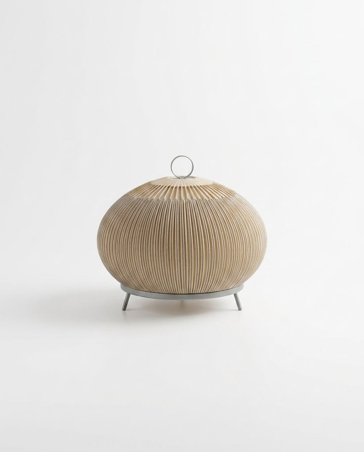 Mid-Century Modern Akordeon Dokulu Küresel Masa Lambası