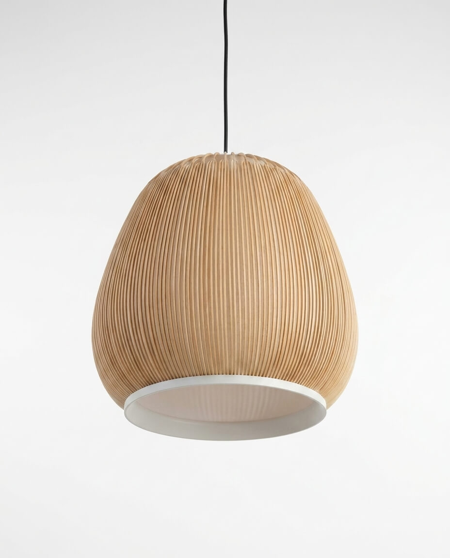 Mid-Century Modern Akordeon Dokulu Derin Kubbe Sarkıt Lamba