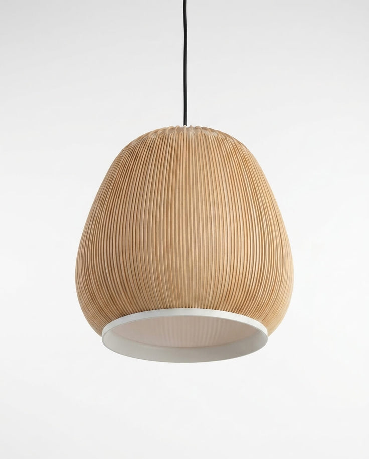 Mid-Century Modern Akordeon Dokulu Derin Kubbe Sarkıt Lamba