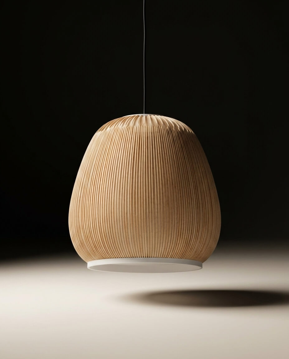 Mid-Century Modern Akordeon Dokulu Derin Kubbe Sarkıt Lamba