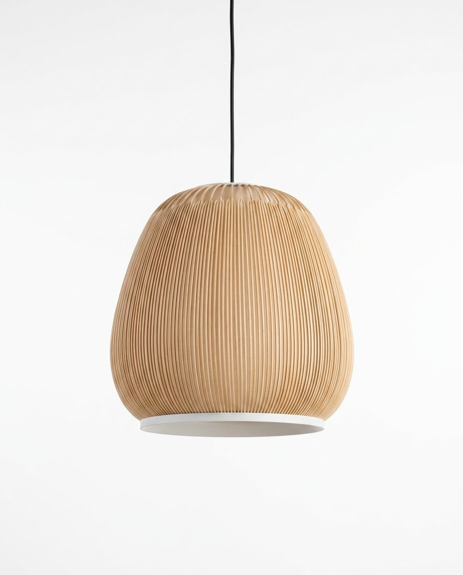 Mid-Century Modern Akordeon Dokulu Derin Kubbe Sarkıt Lamba