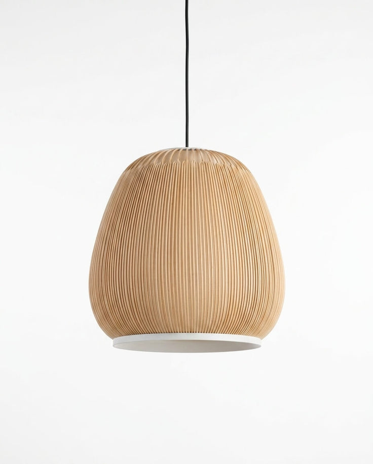 Mid-Century Modern Akordeon Dokulu Derin Kubbe Sarkıt Lamba