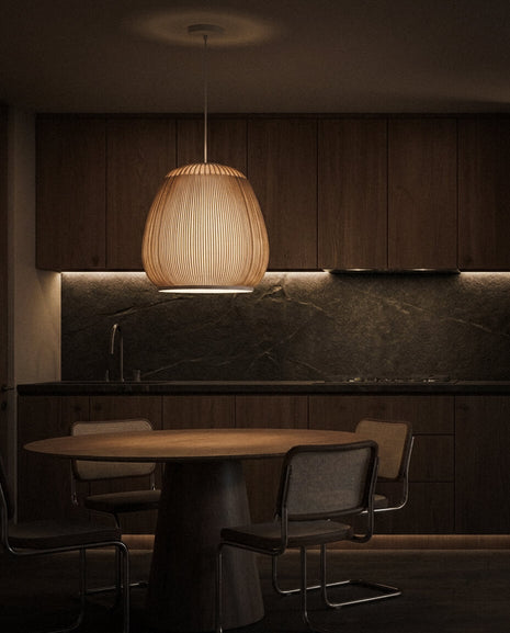 Mid-Century Modern Akordeon Dokulu Derin Kubbe Sarkıt Lamba