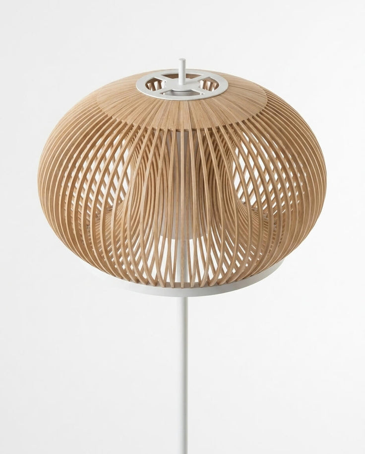Mid-Century Modern Dikey Izgaralı Beyaz Lambader