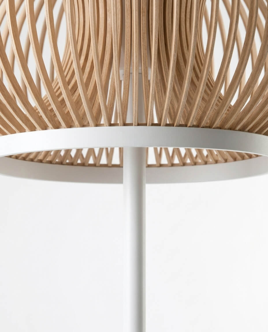 Mid-Century Modern Dikey Izgaralı Beyaz Lambader