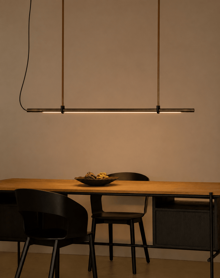 Minimalist Çizgisel Bronz LED Sarkıt Avize - Doğrusal Aydınlatma