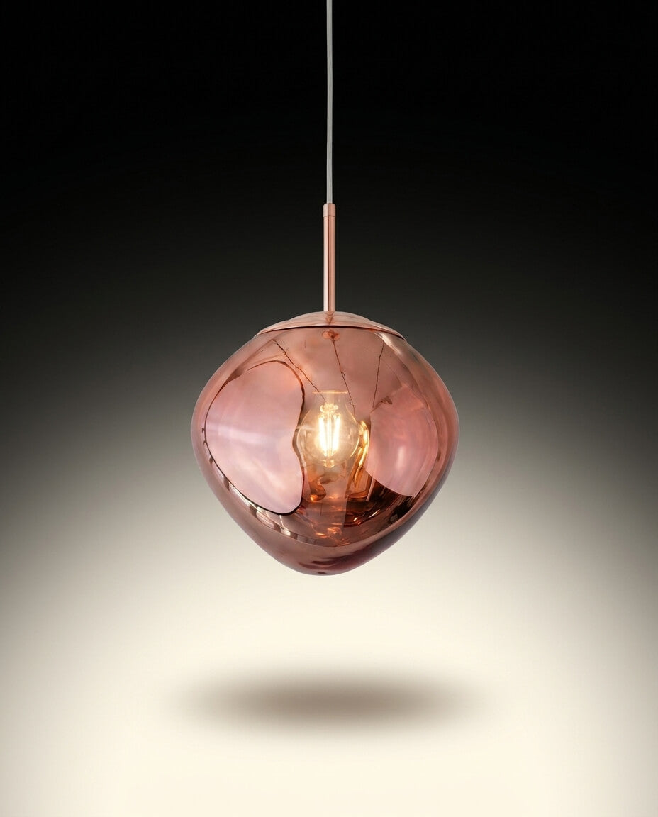 Melt Efektli Erimiş Cam Tasarım Sarkıt Lamba (Rose Gold / Bakır)