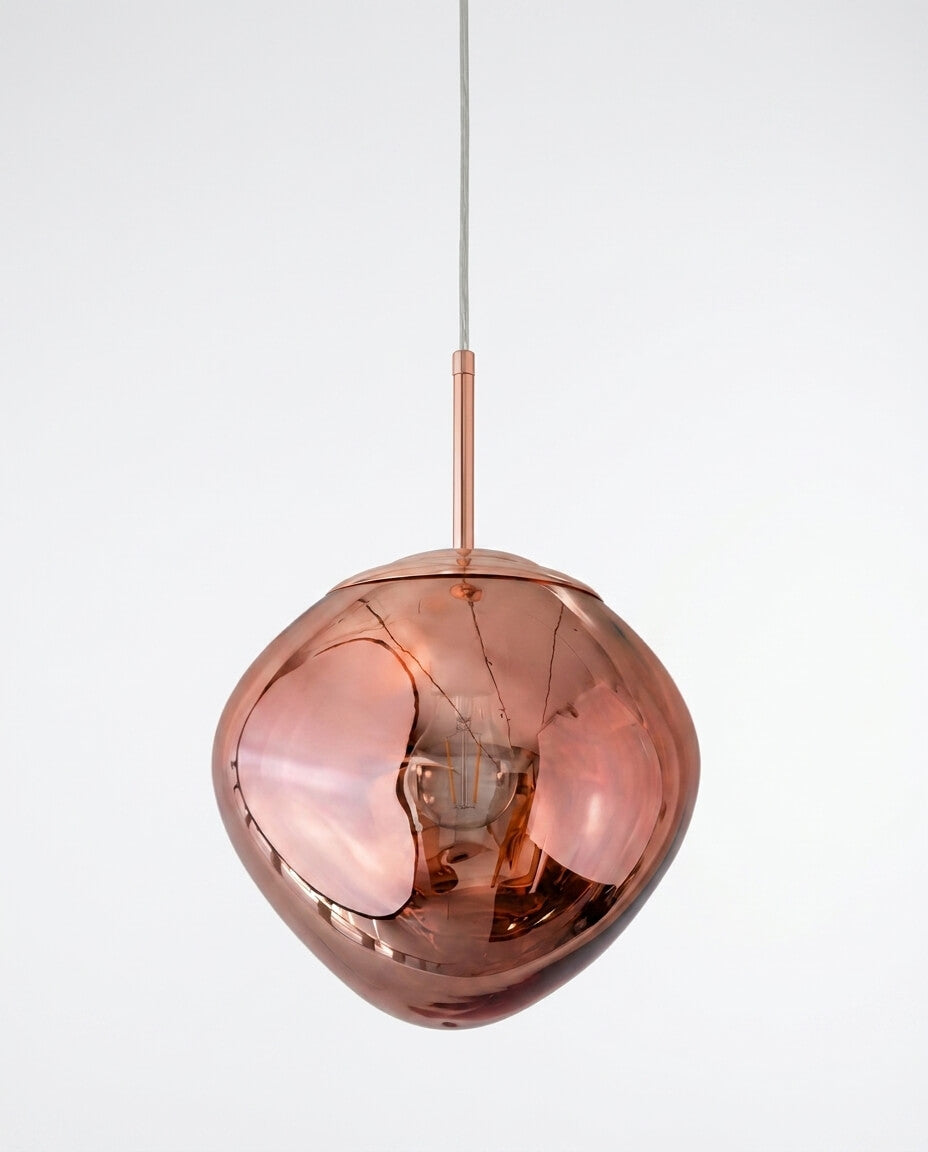 Melt Efektli Erimiş Cam Tasarım Sarkıt Lamba (Rose Gold / Bakır)